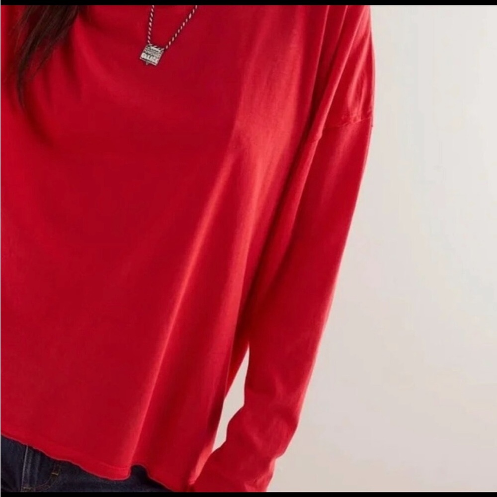 Free People Nina Tee Red (NWOT) - Picture 3 of 6